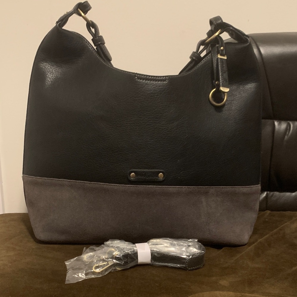 Simply Noelle Black and Gray Hobo Bag